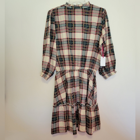 Nwt simply southern cream, red, & green plaid buttondown shirtdress - Picture 2 of 3